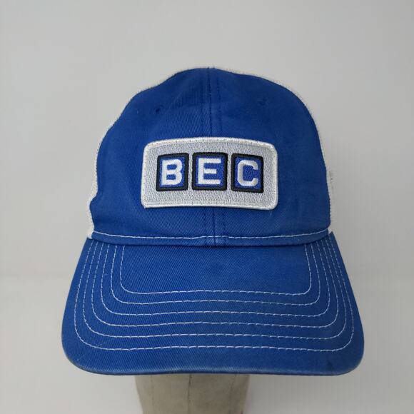 BEC Snapback Meshback Hat Embroidered Logo American Flag Blue White - Picture 3 of 11